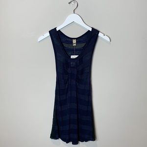 Free People Striped Racerback Tank Black